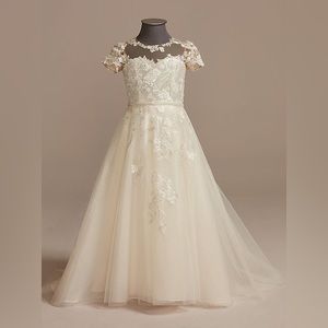 Lace Floral Flower Girl Dress Ivory